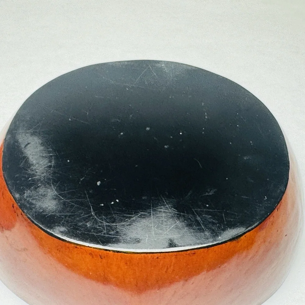 Vintage Japanese Inlaid Mother of Pearl Lacquer Peach Shaped Box w/Nut Look Lid